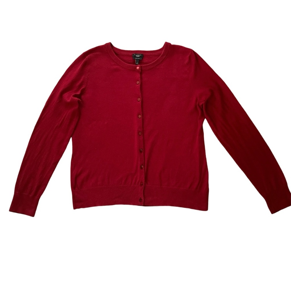 Talbots Deep Red Classic Charming Cardigan Size L… - image 3